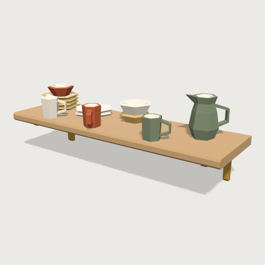 Open Kitchen Shelf low-poly 3D model