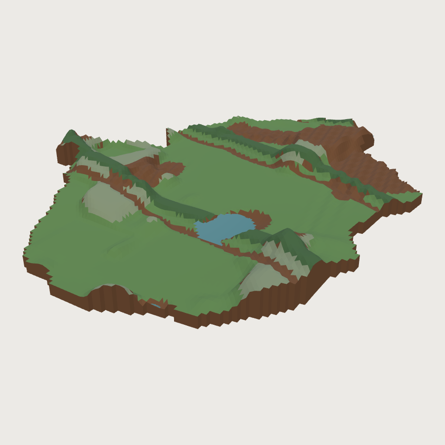 Open Plan Terrain low-poly 3D model