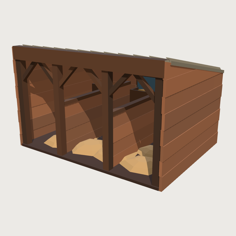 Open Stable low-poly 3D model