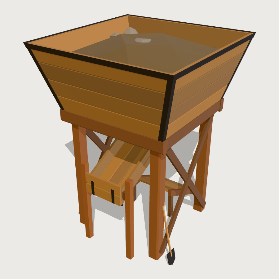 Ore Chute and Bin low-poly 3D model