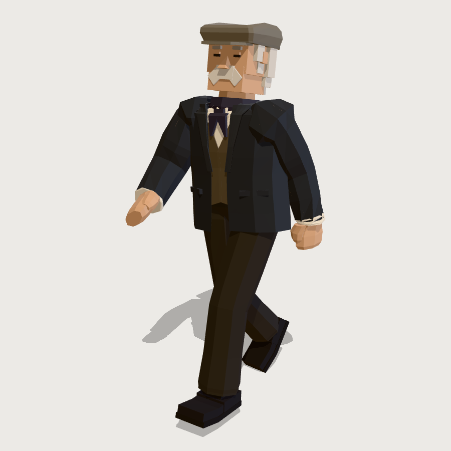 Organillero low-poly 3D model