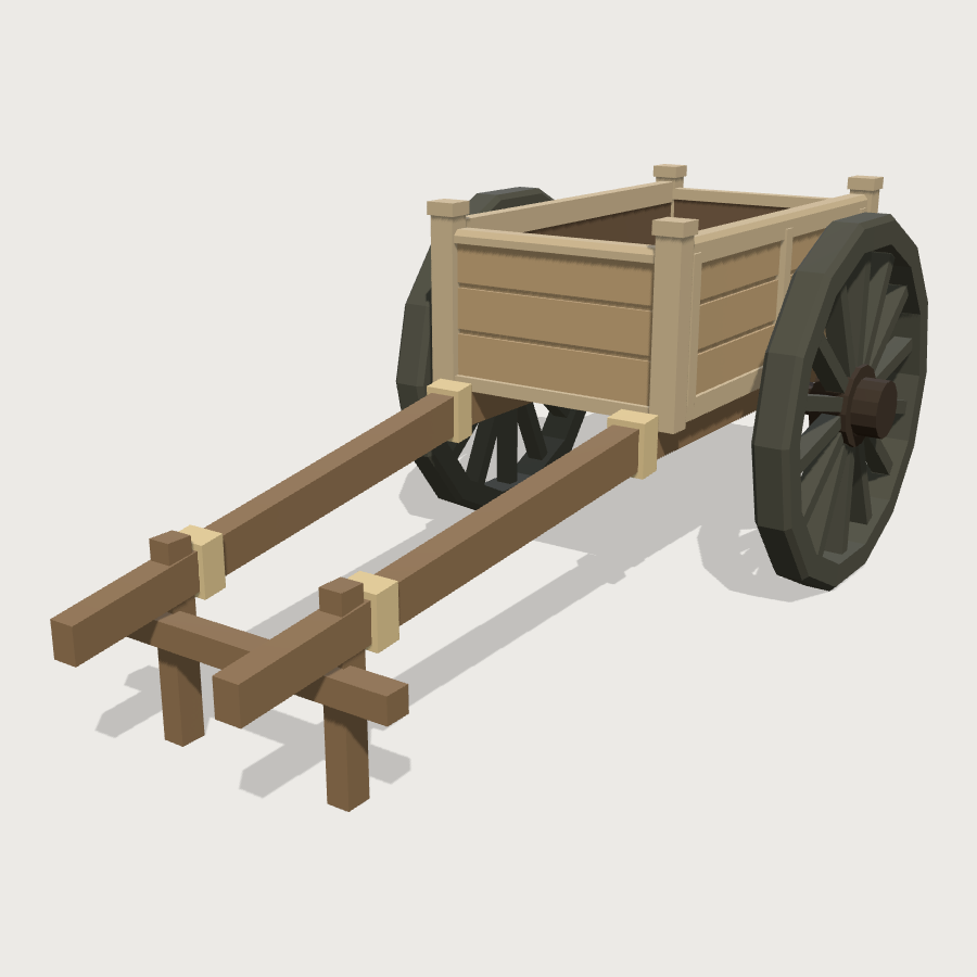 Ox Cart low-poly 3D model