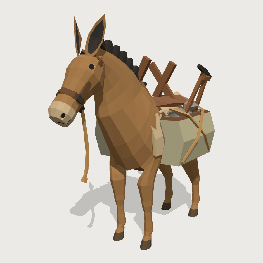 Pack Mule low-poly 3D model
