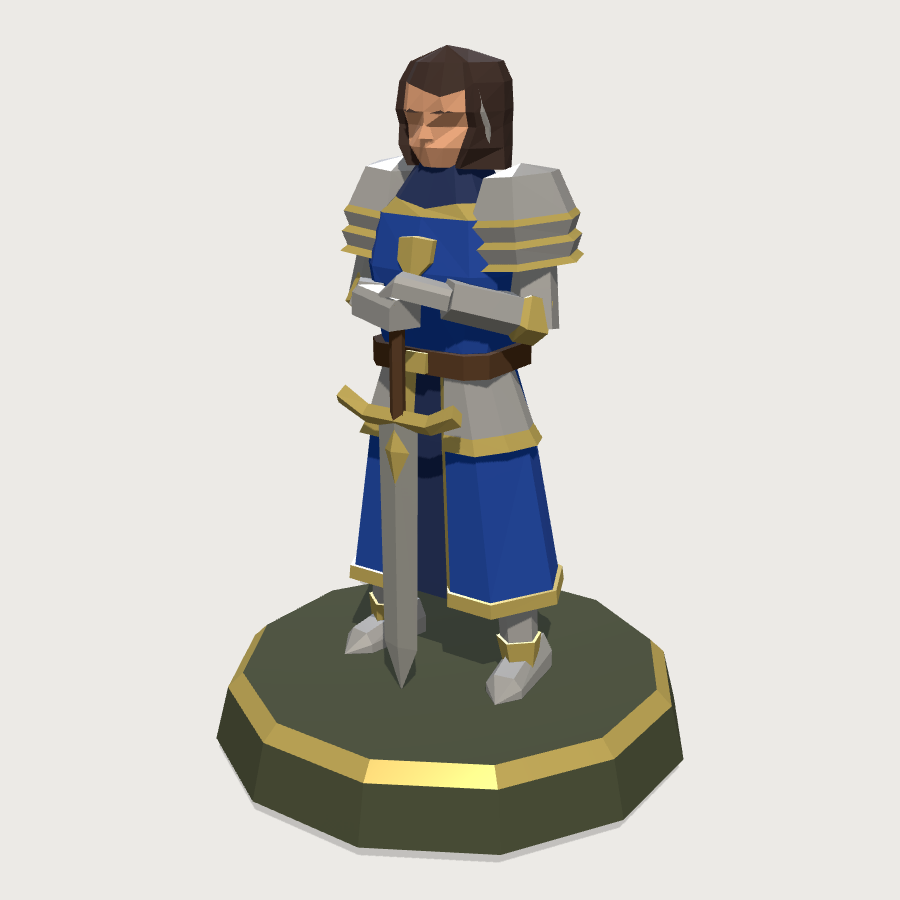 Paladin Miniature low-poly 3D model