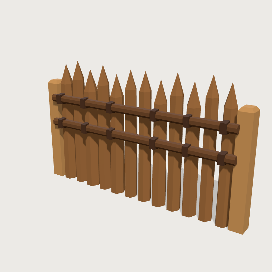 Palisade Fence Section low-poly 3D model
