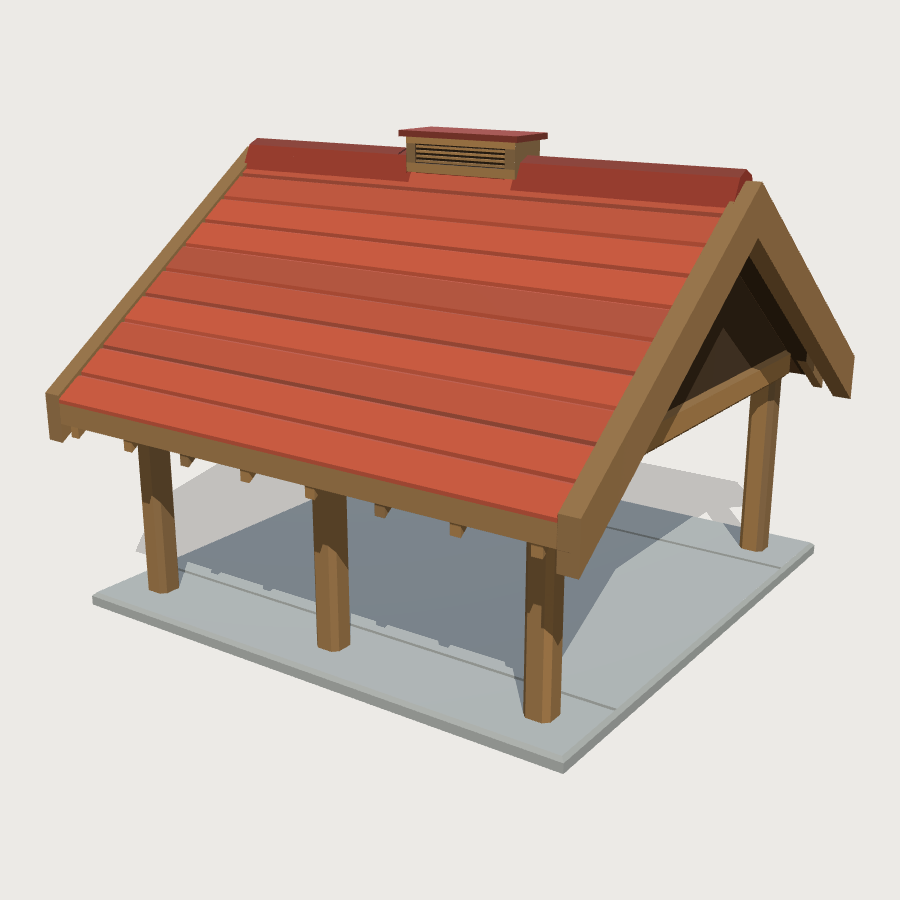Park Picnic Shelter low-poly 3D model