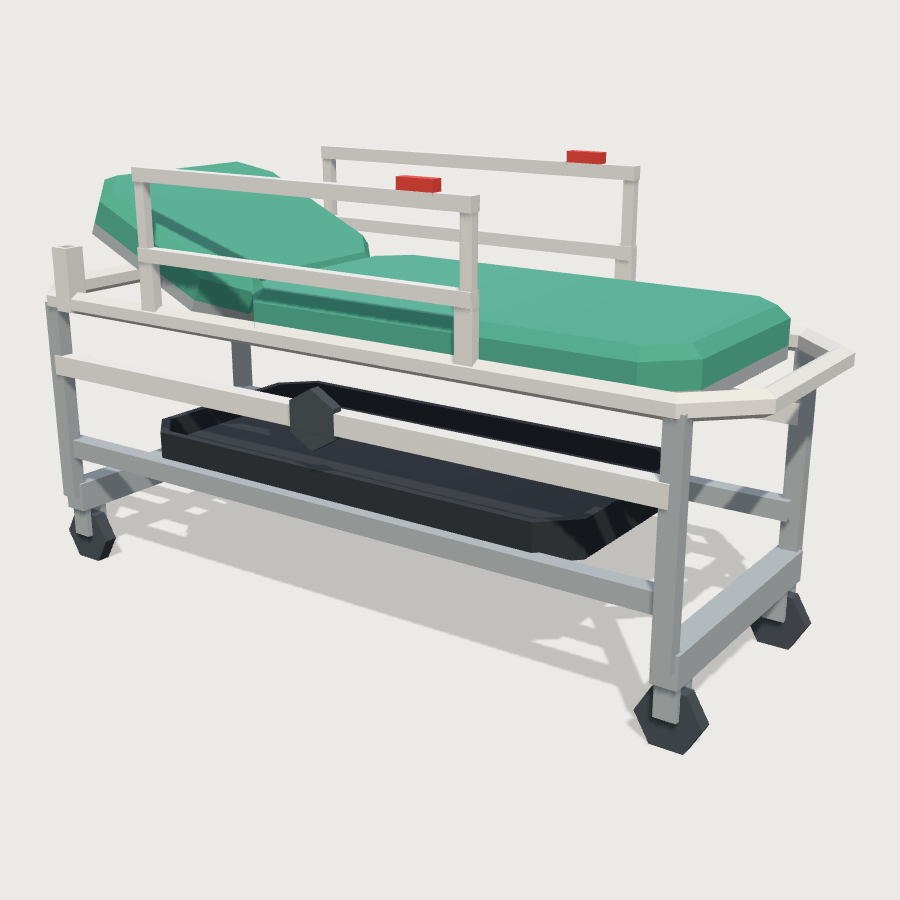 Patient Trolley low-poly 3D model