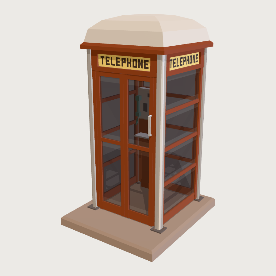Pay Phone Booth low-poly 3D model