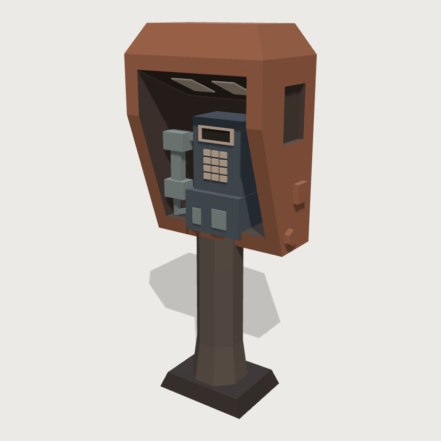 Payphone Stand low-poly 3D model