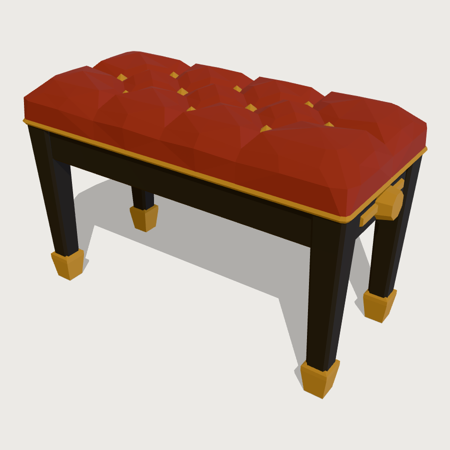 Piano Bench low-poly 3D model