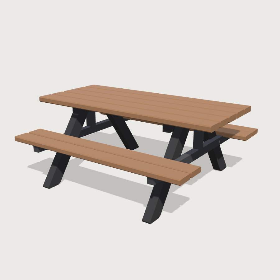 Picnic-table low-poly 3D model
