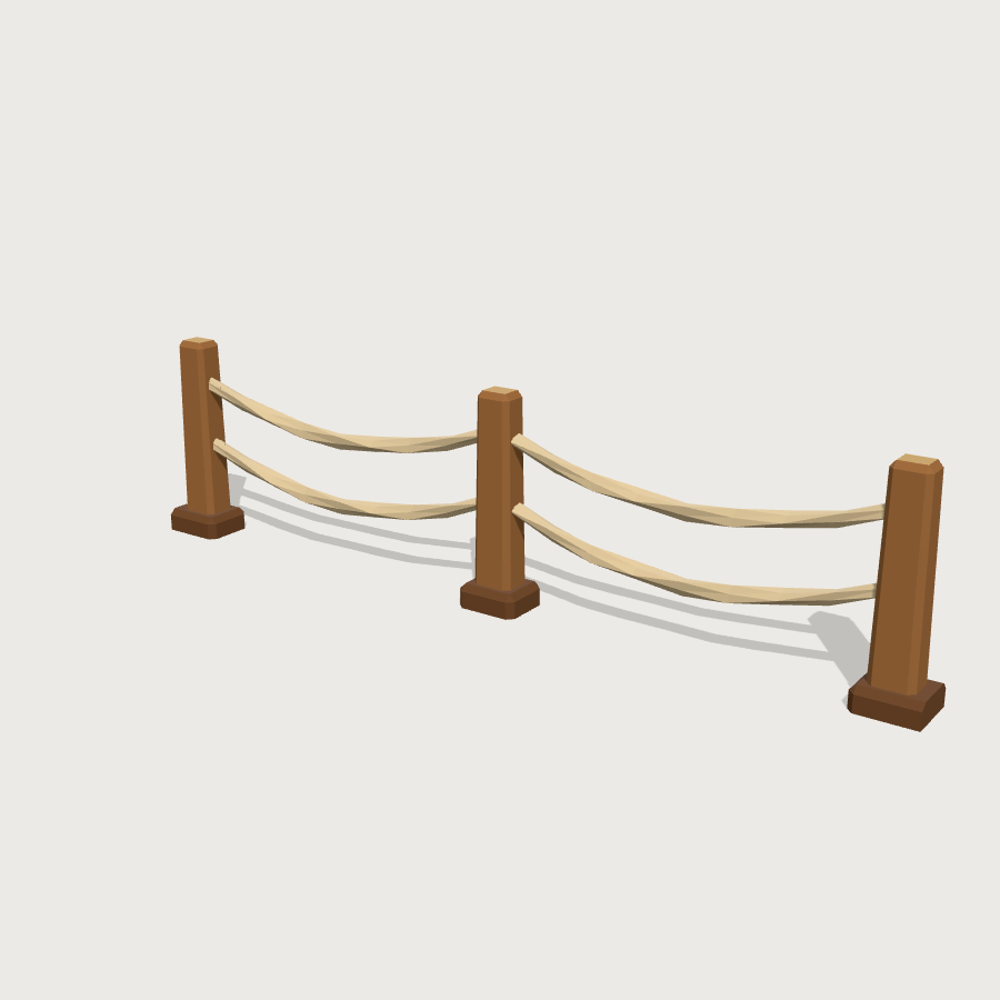 Pier Rope Railing low-poly 3D model