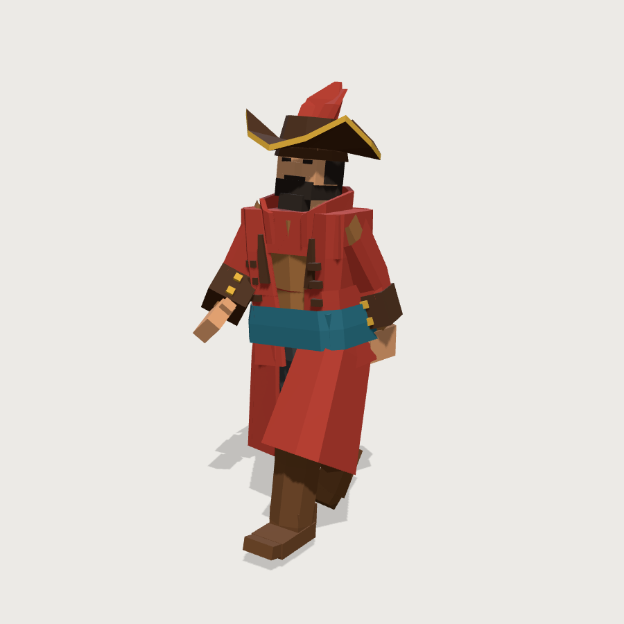 Pirate Captain low-poly 3D model