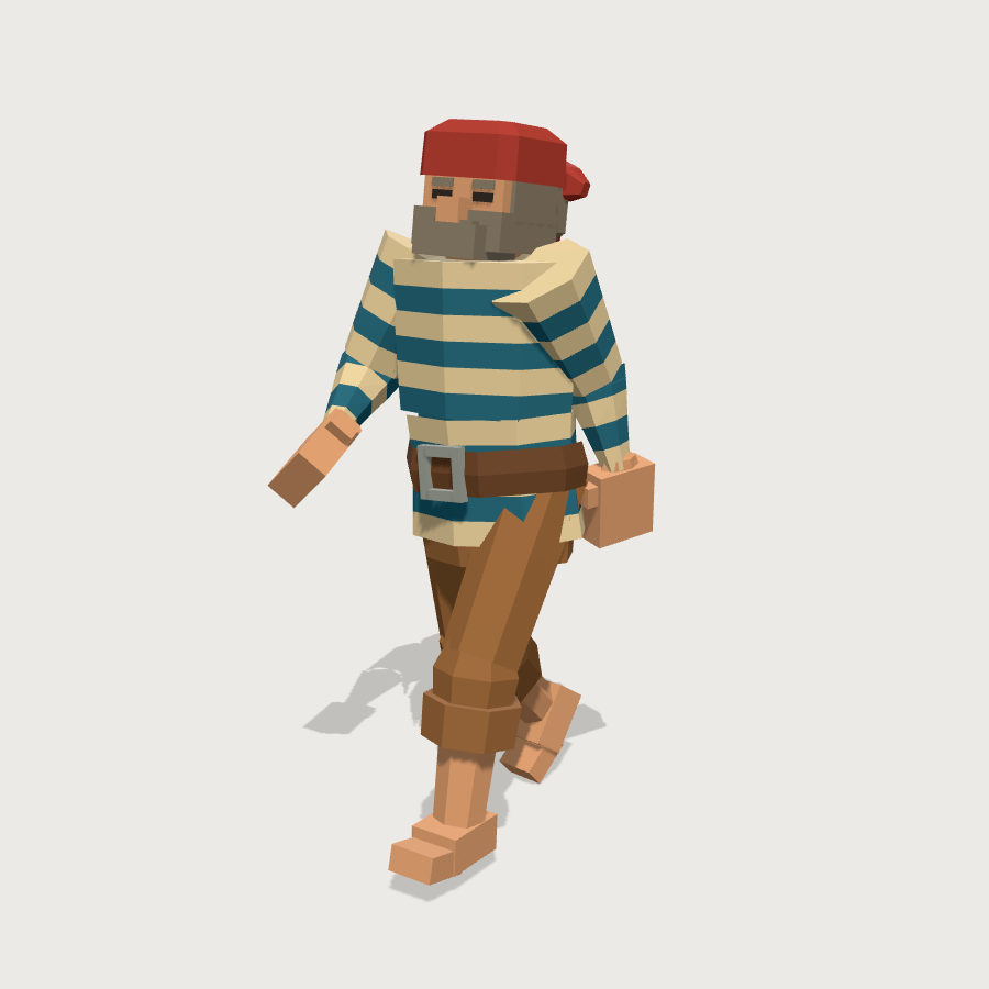 Pirate Deckhand low-poly 3D model