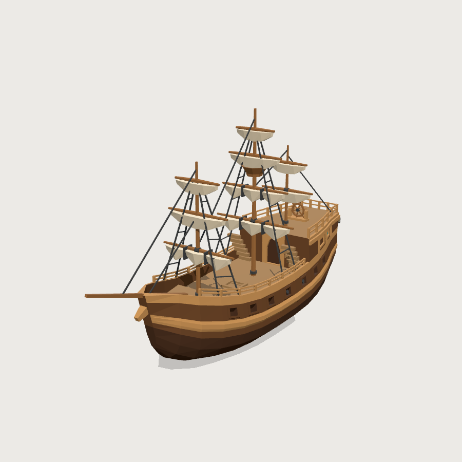 Pirate Galleon low-poly 3D model