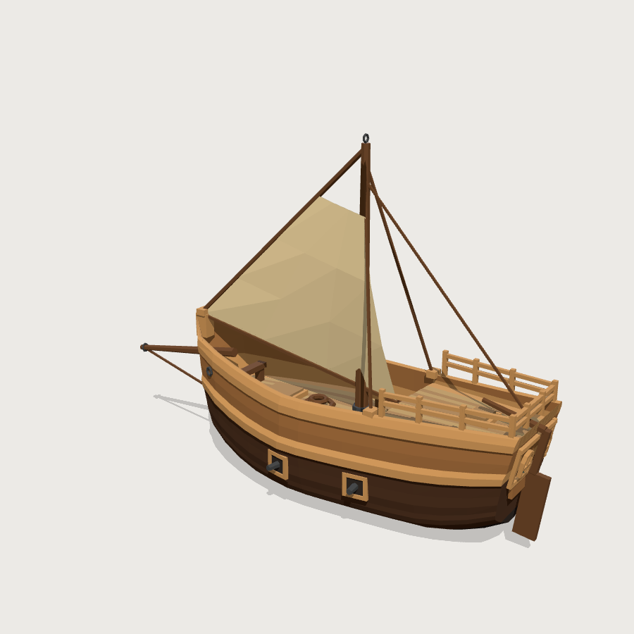 Pirate Sloop low-poly 3D model