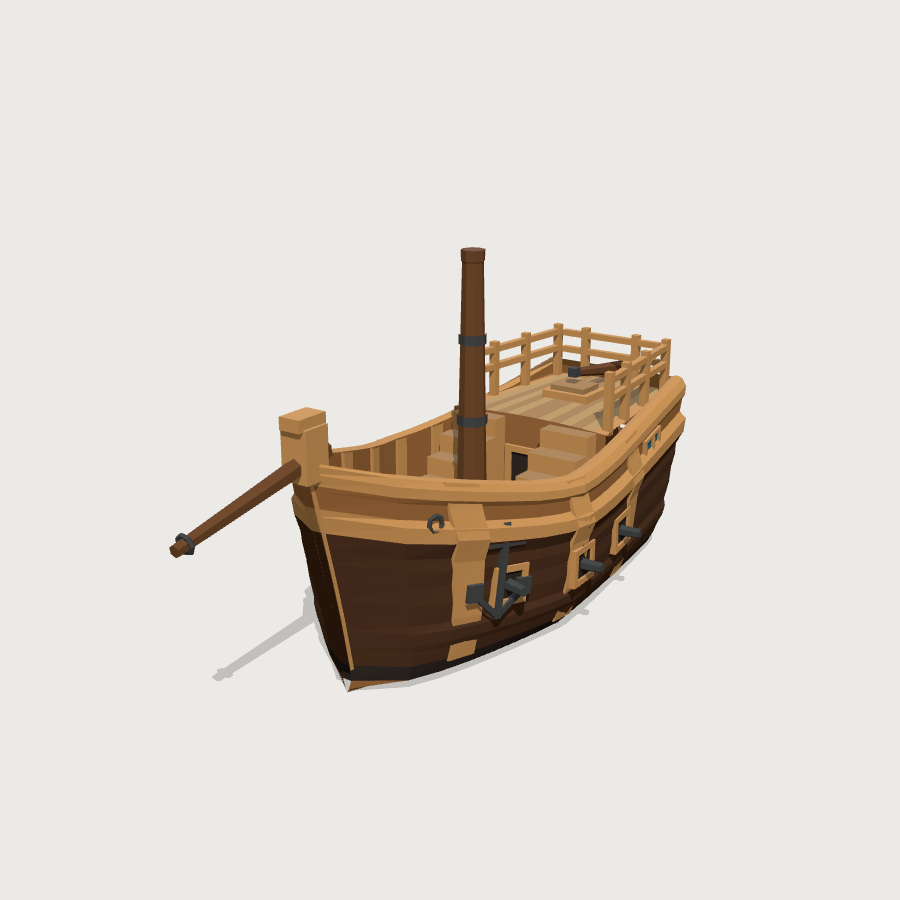 Pirate Sloop Hull low-poly 3D model