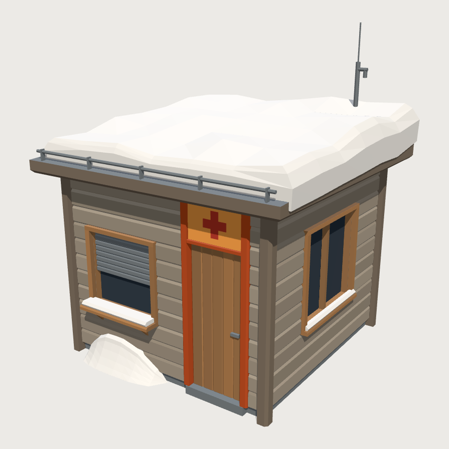 Piste Patrol Hut low-poly 3D model