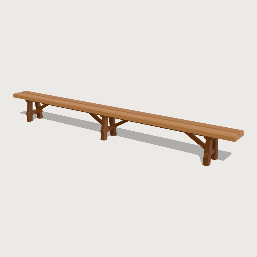 Plank Bench low-poly 3D model