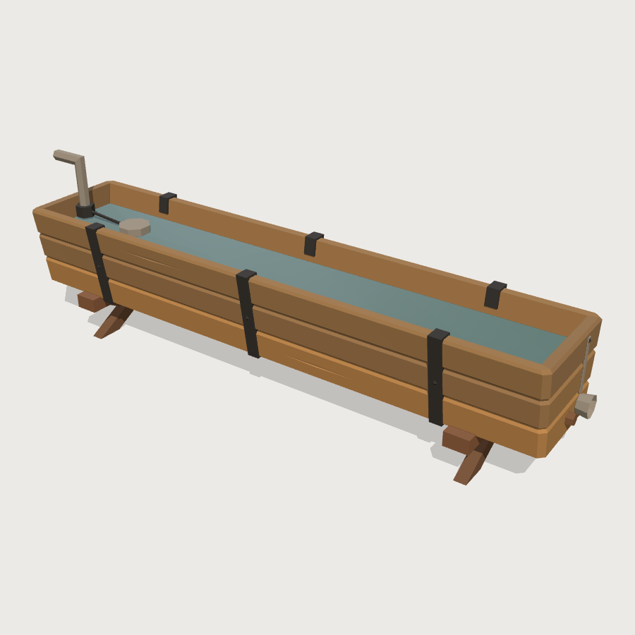 Plank Trough low-poly 3D model