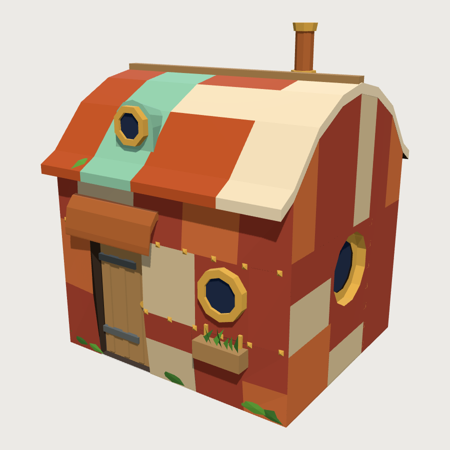 Plate cottage low-poly 3D model