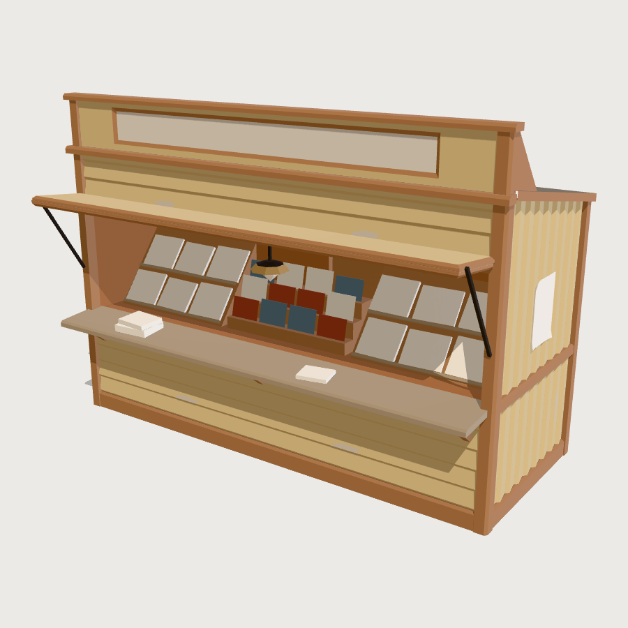 Platform Bookstall low-poly 3D model