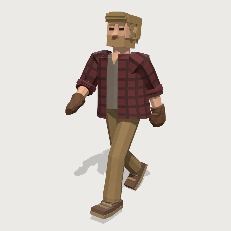 Player in Flannel low-poly 3D model