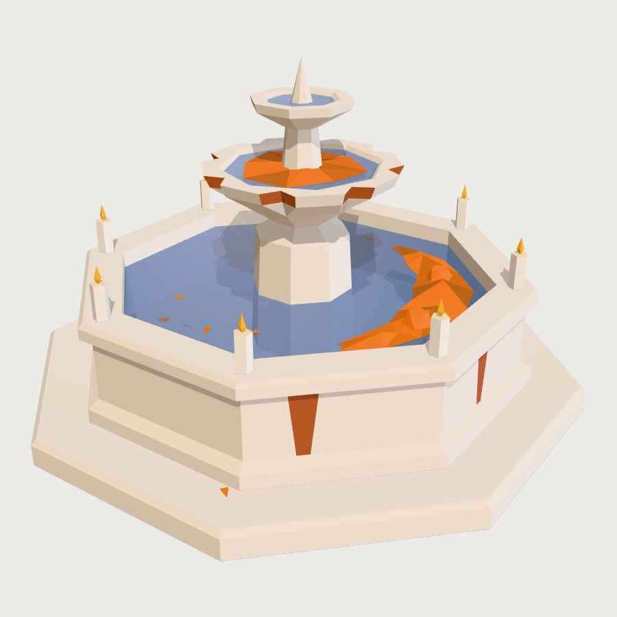 Plaza Fountain low-poly 3D model