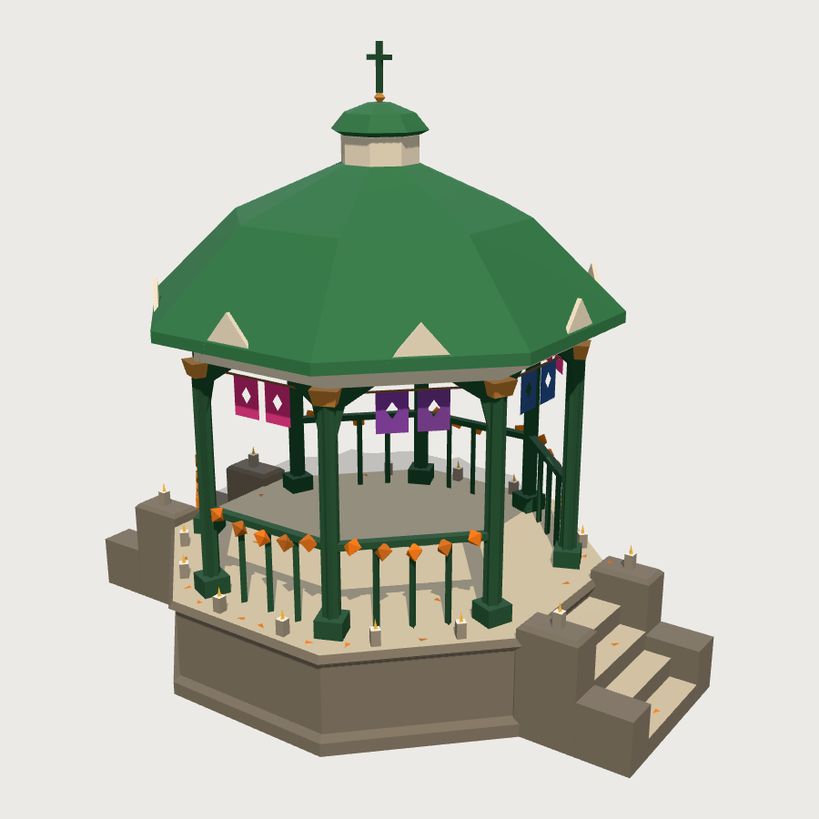 Plaza Kiosco low-poly 3D model