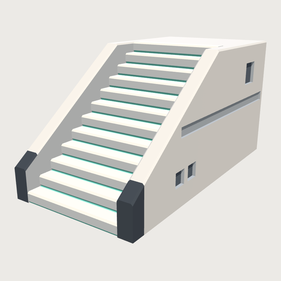 Plaza Stair Block low-poly 3D model