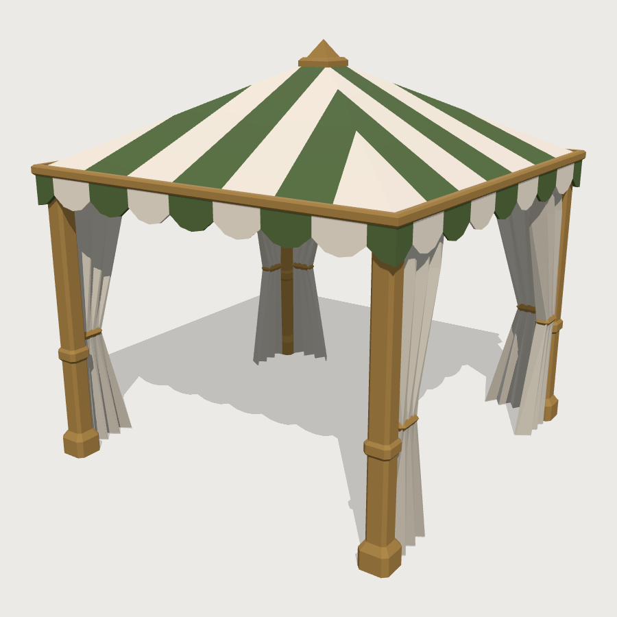 Poolside Cabana low-poly 3D model