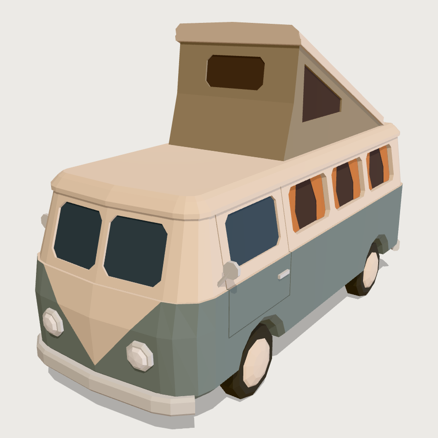 Pop-Top Camper Van low-poly 3D model