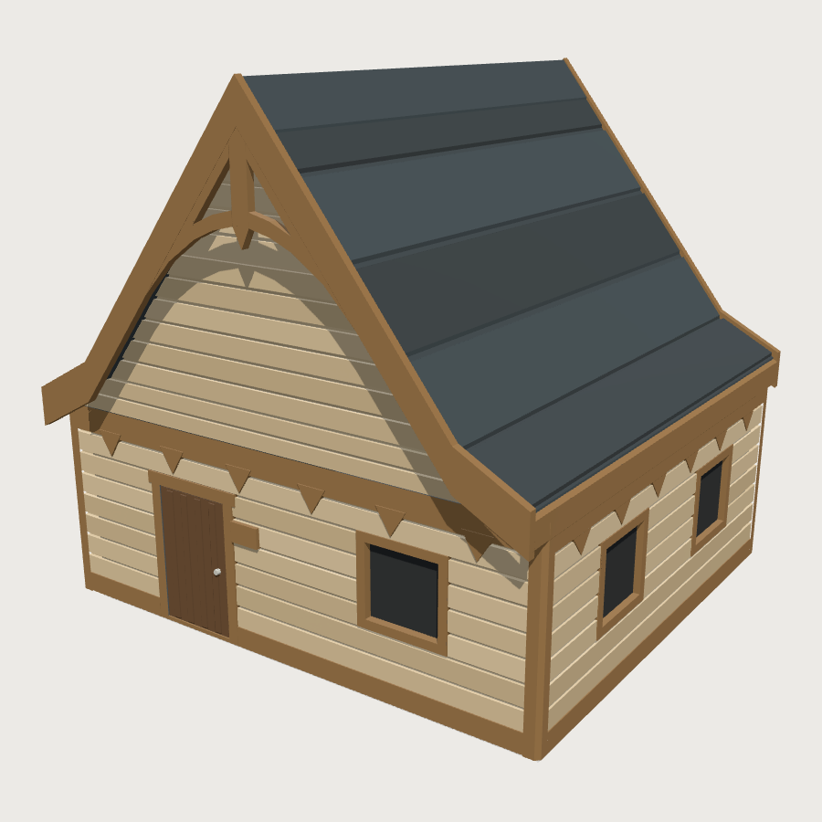 Porch-Front Cottage low-poly 3D model