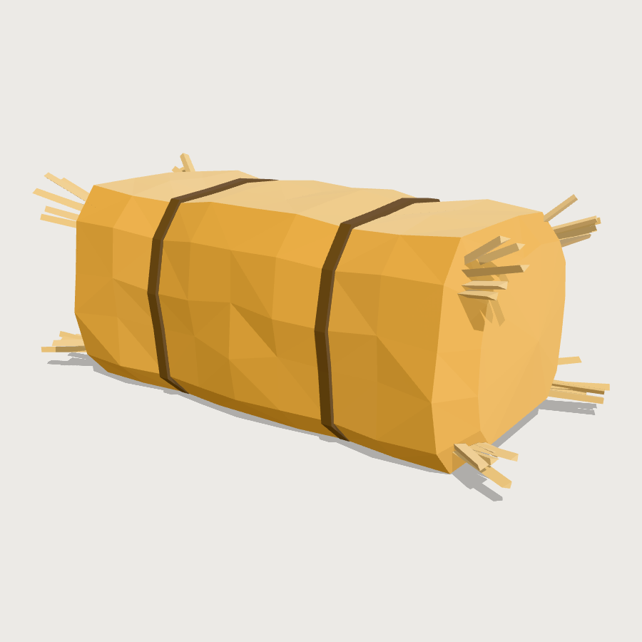 Porch Straw Bale low-poly 3D model