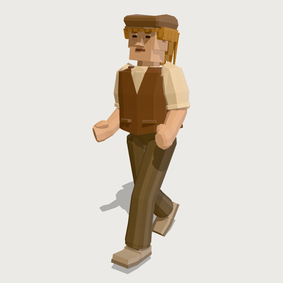 Porter low-poly 3D model