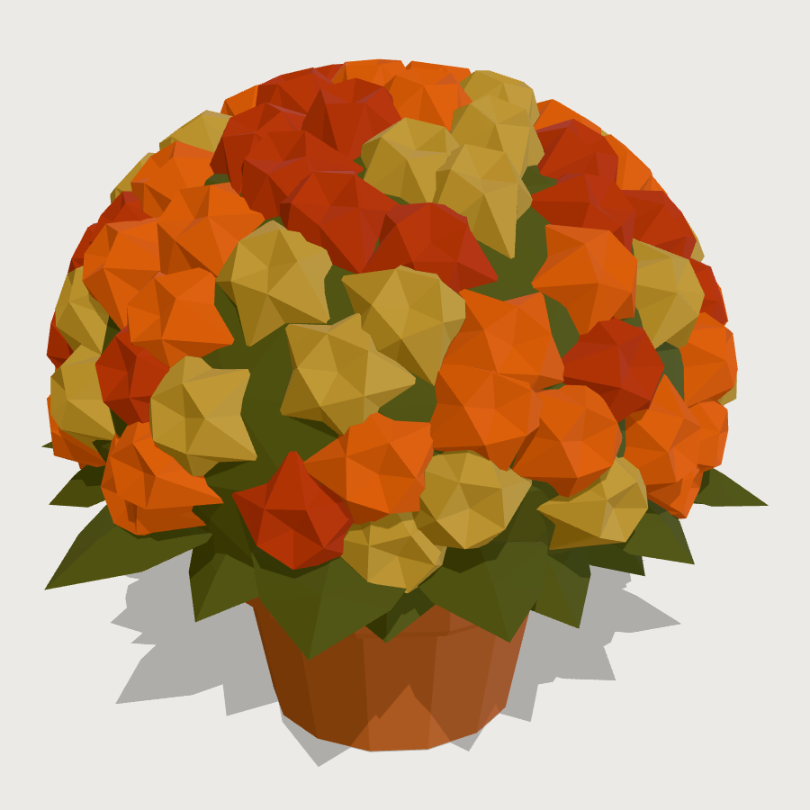 Potted Autumn Mums low-poly 3D model