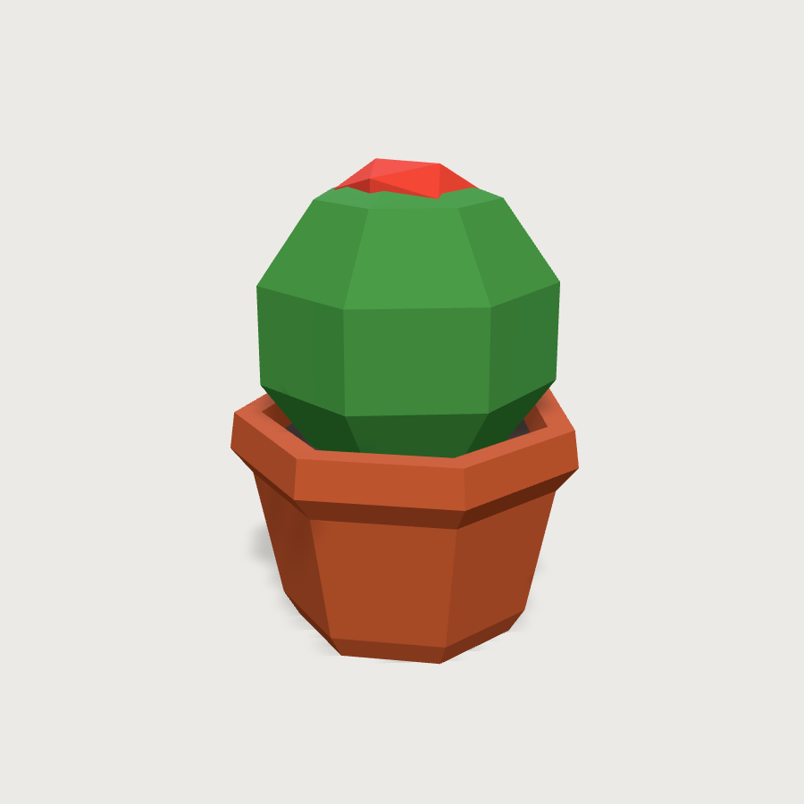 Potted Cactus low-poly 3D model
