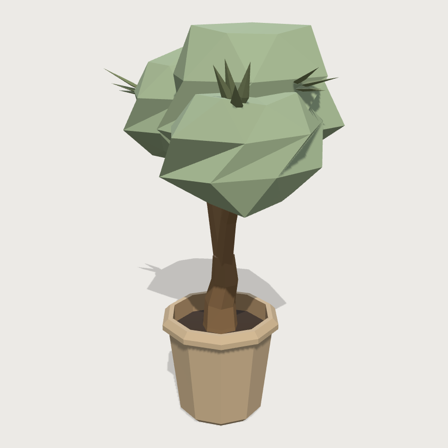 Potted Olive Tree low-poly 3D model