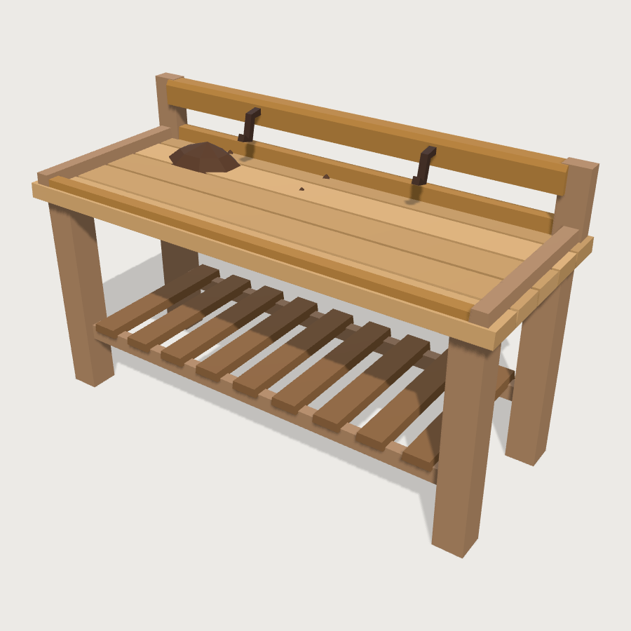 Potting Bench low-poly 3D model