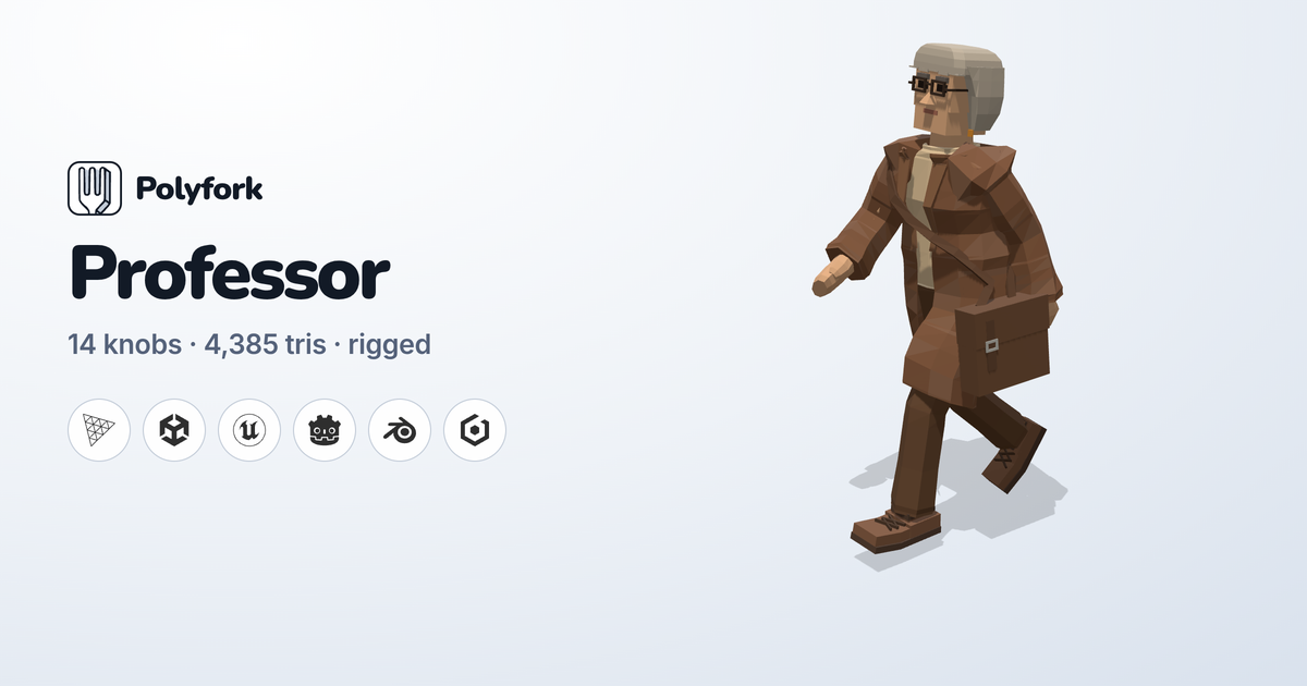 Professor: free low-poly 3D model for three.js