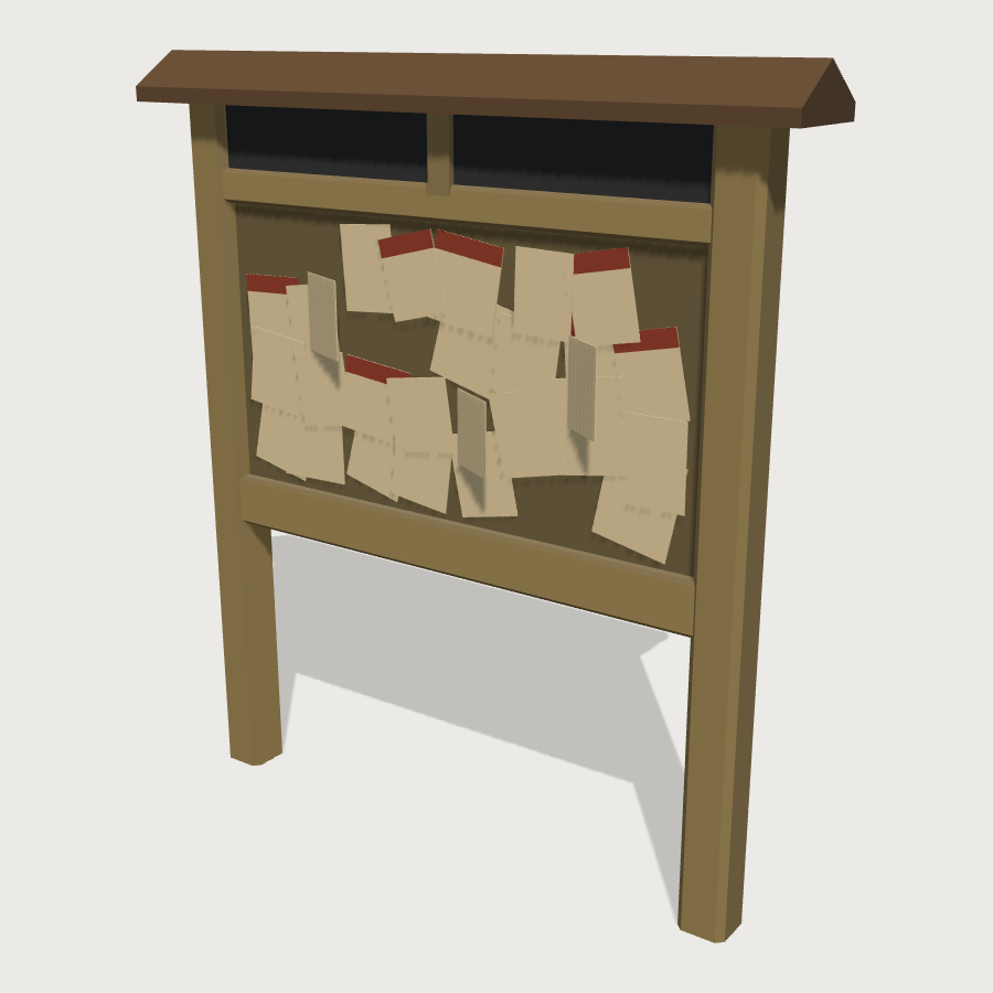 Public Notice Board low-poly 3D model