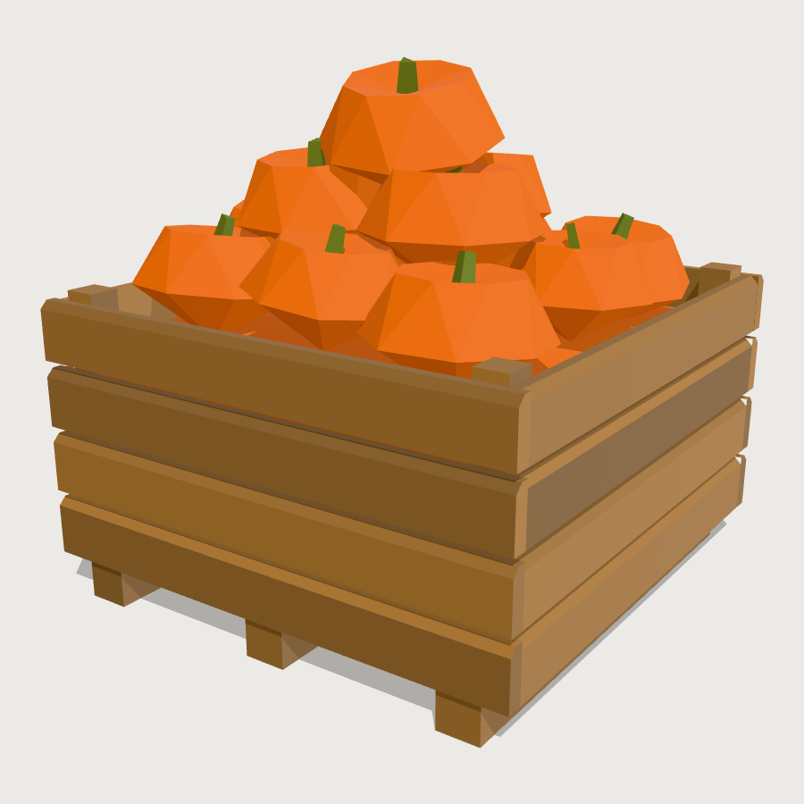 Pumpkin Bin low-poly 3D model