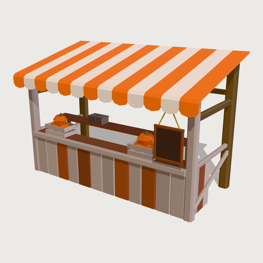 Pumpkin Patch Farm Stand low-poly 3D model
