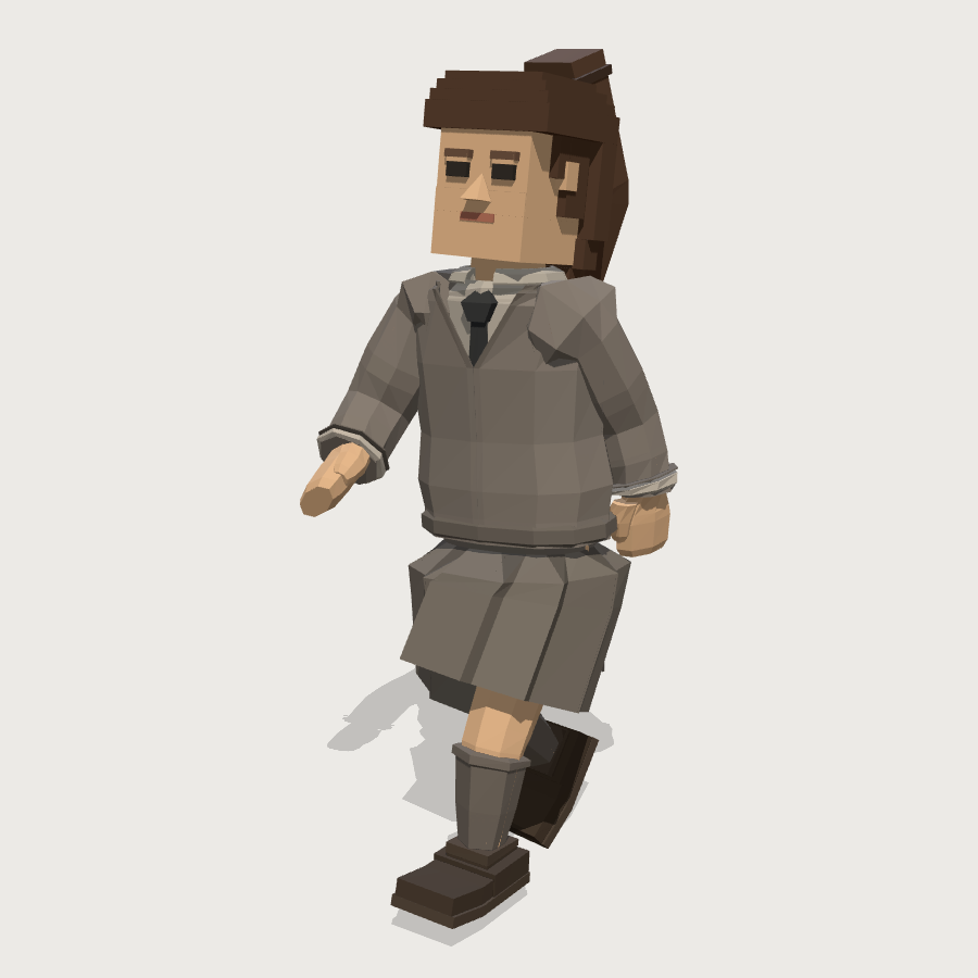 Pupil Girl low-poly 3D model