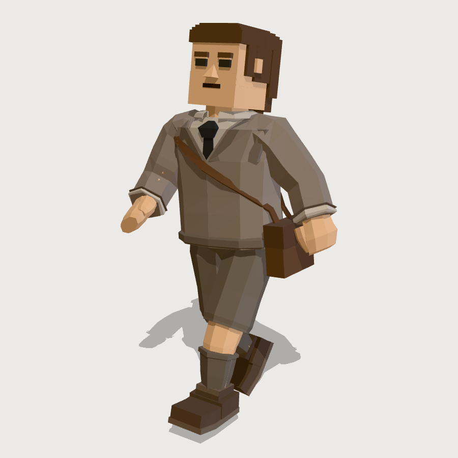 Pupil Standing low-poly 3D model