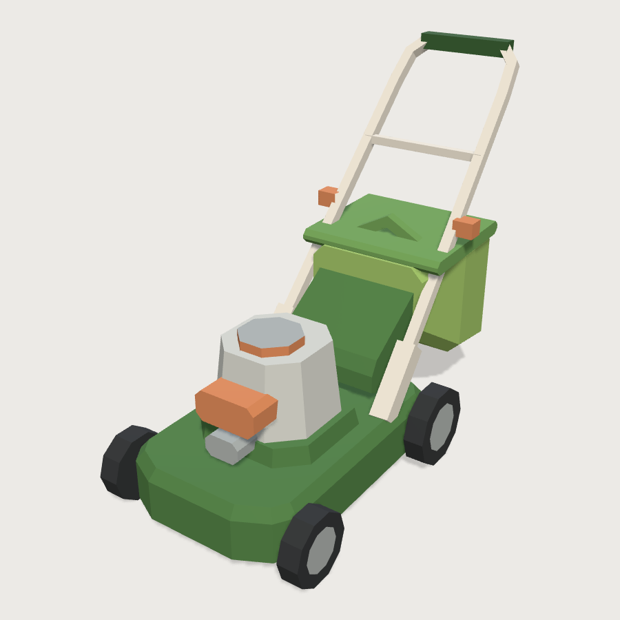 Push Lawn Mower low-poly 3D model