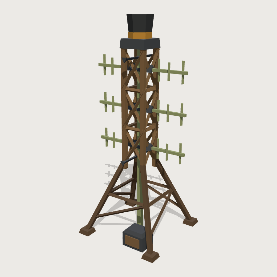 Radar Aerial Mast low-poly 3D model