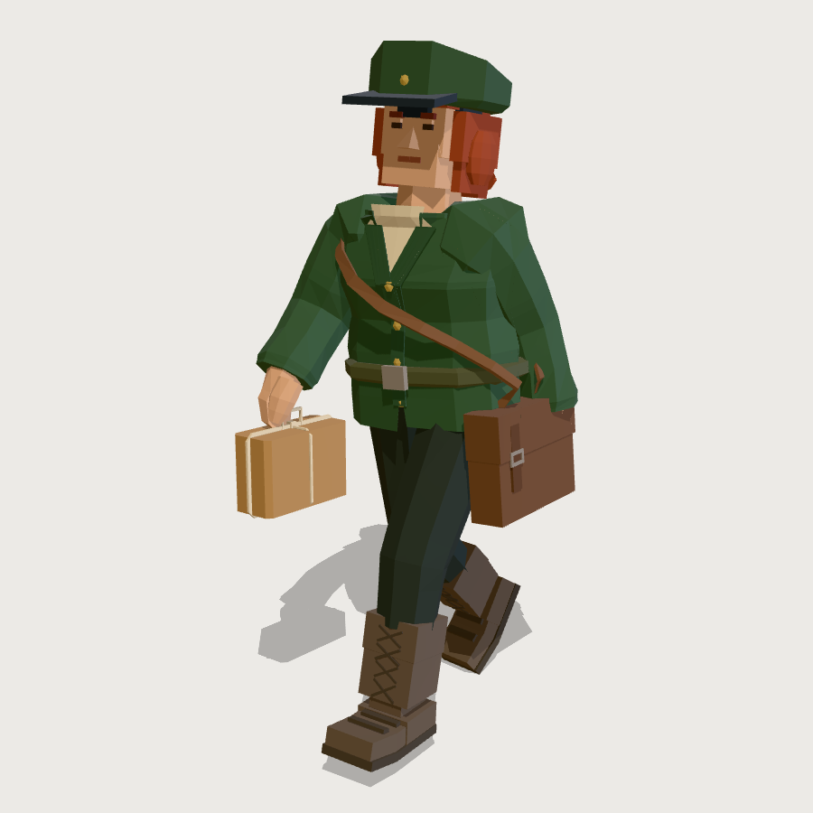 Railway Carter low-poly 3D model