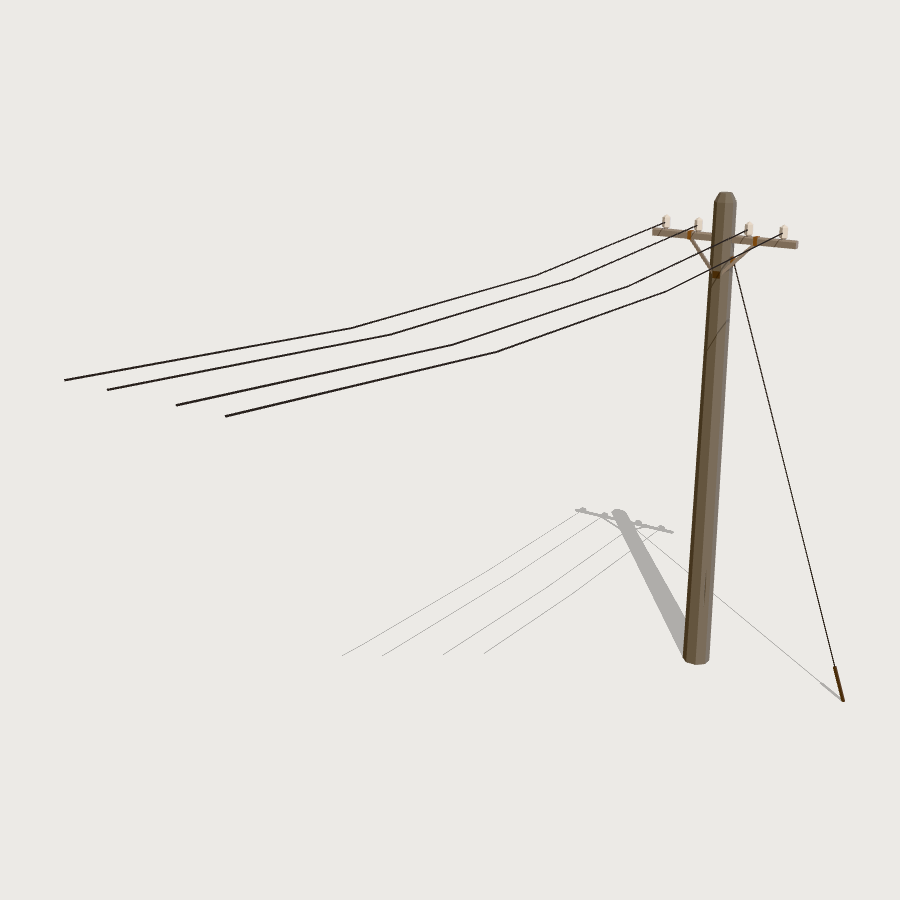 Railway Telegraph Pole Run low-poly 3D model