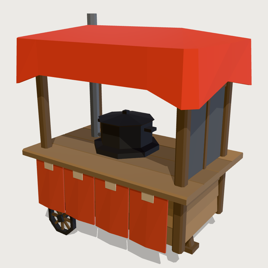 Ramen Yatai Stall low-poly 3D model